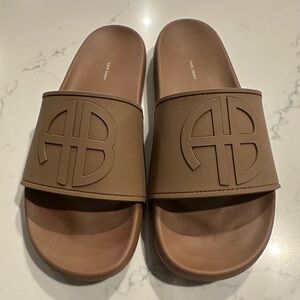Anne Bing Brown Slide Sandals